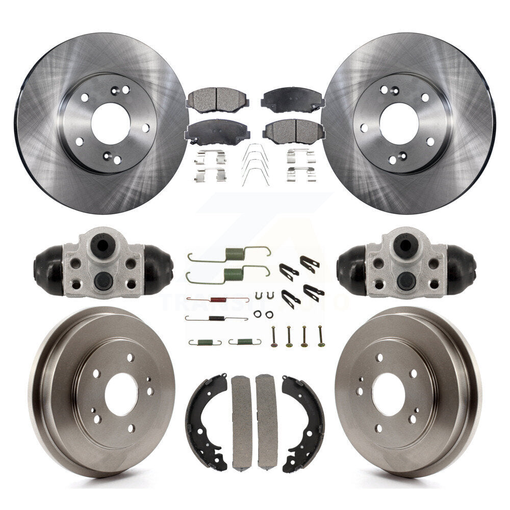 Front Rear Disc Brake Rotors Ceramic Pads And Drum Kit (9Pc) For Honda Fit K8T-104823