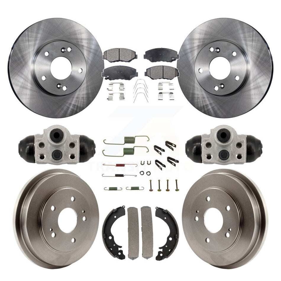 Front Rear Disc Brake Rotors Ceramic Pads And Drum Kit (9Pc) For Honda Fit K8T-104823