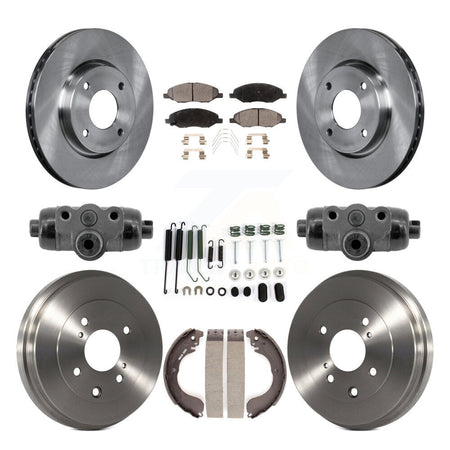 Front Rear Disc Brake Rotors Ceramic Pad Drum Kit (9Pc) For 2008 Nissan Versa 4-Wheel ABS K8T-104833