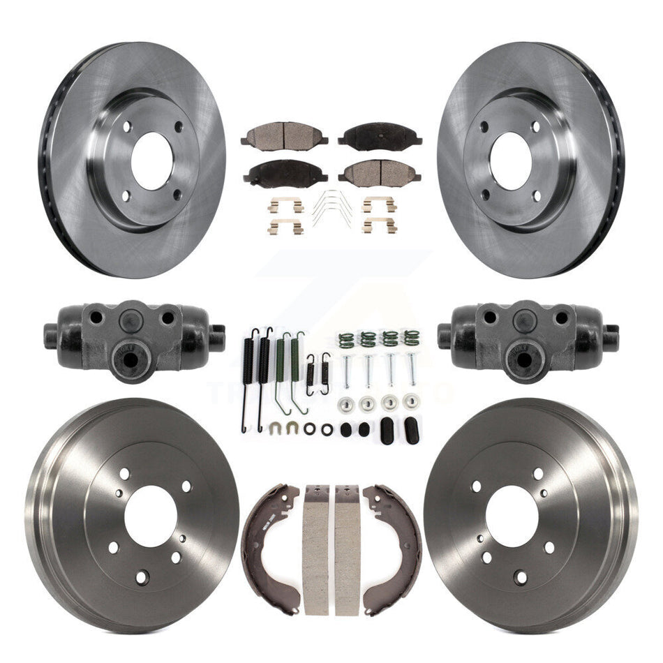 Front Rear Disc Brake Rotors Ceramic Pad Drum Kit (9Pc) For 2008 Nissan Versa 4-Wheel ABS K8T-104833