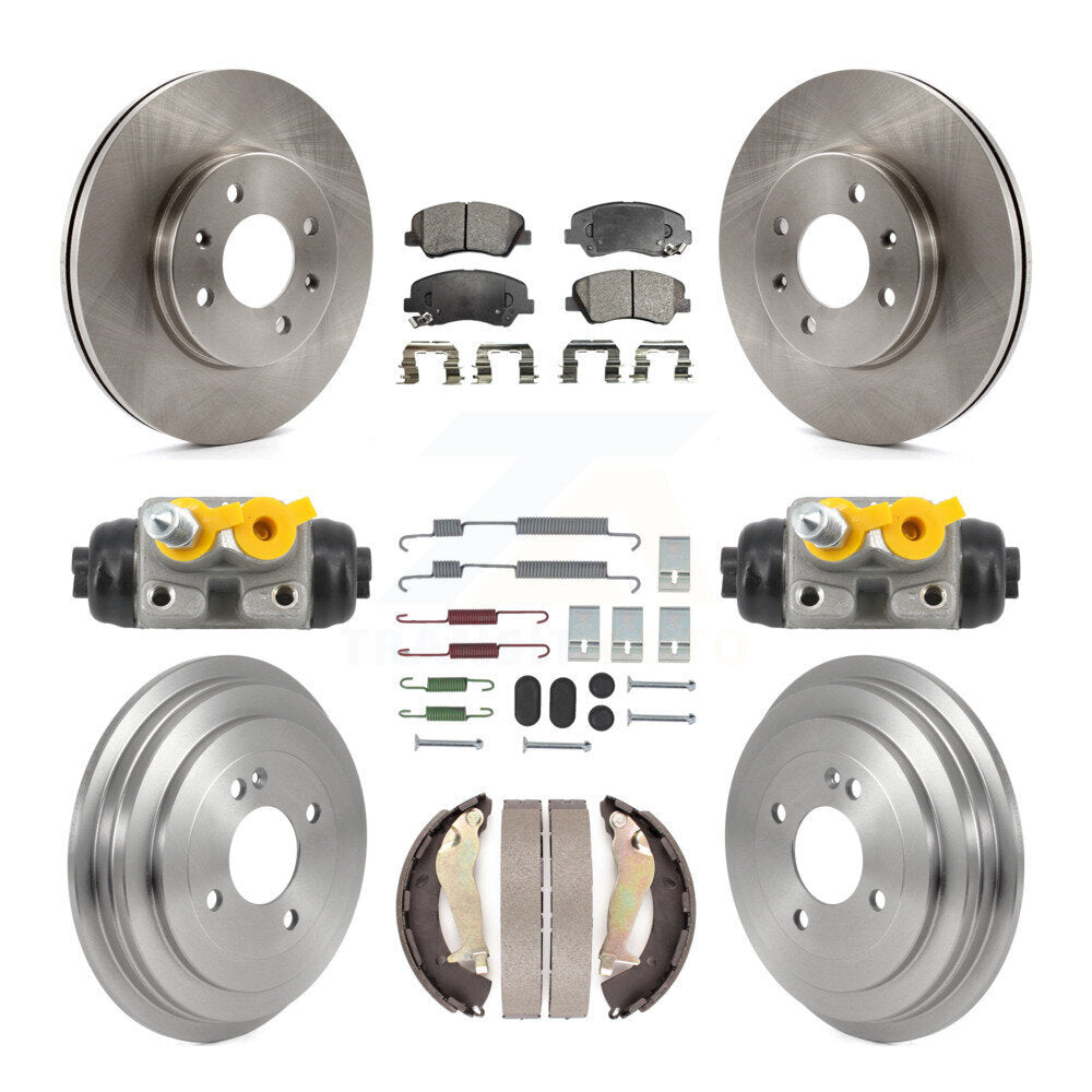 Front Rear Disc Brake Rotors Ceramic Pads And Drum Kit (9Pc) For 2012-2017 Hyundai Accent K8T-104842