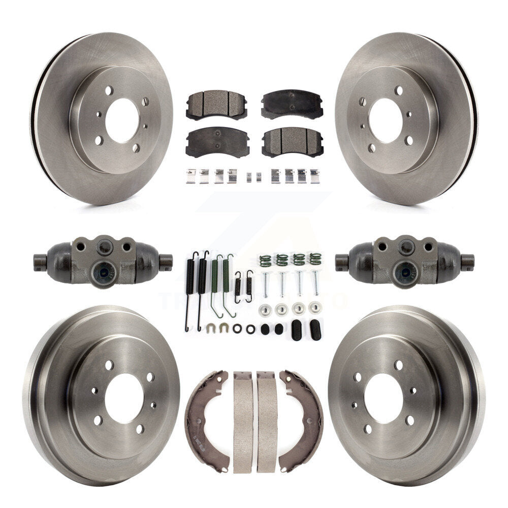 Front Rear Brake Rotor Ceramic Pad & Drum Kit (9Pc) For 2007 Mitsubishi Lancer LS Diamond K8T-104843