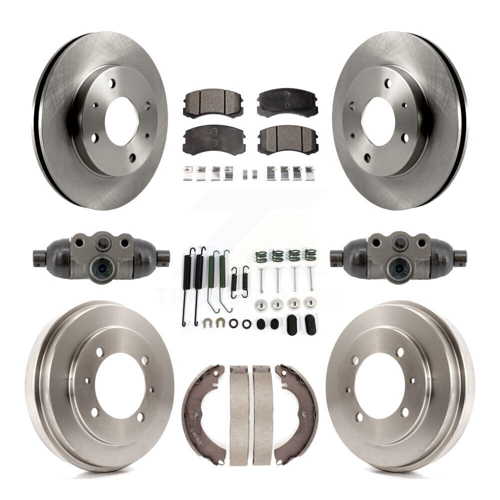 Front Rear Brake Rotor Ceramic Pad & Drum Kit (9Pc) For 2007 Mitsubishi Lancer LS Diamond K8T-104844