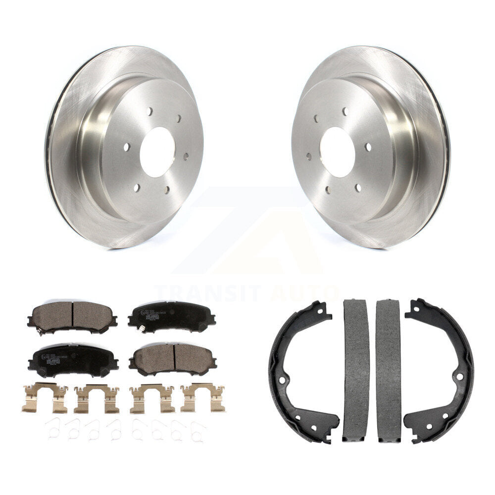 Rear Disc Rotors Ceramic Pads And Parking Brake Shoes Kit For 2017-2023 Nissan TITAN K8T-105370