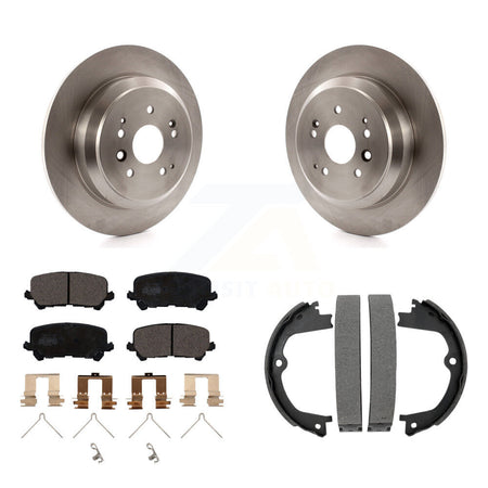 Rear Disc Rotors Ceramic Pads And Parking Brake Shoes Kit For 2014-2016 Acura MDX K8T-105378