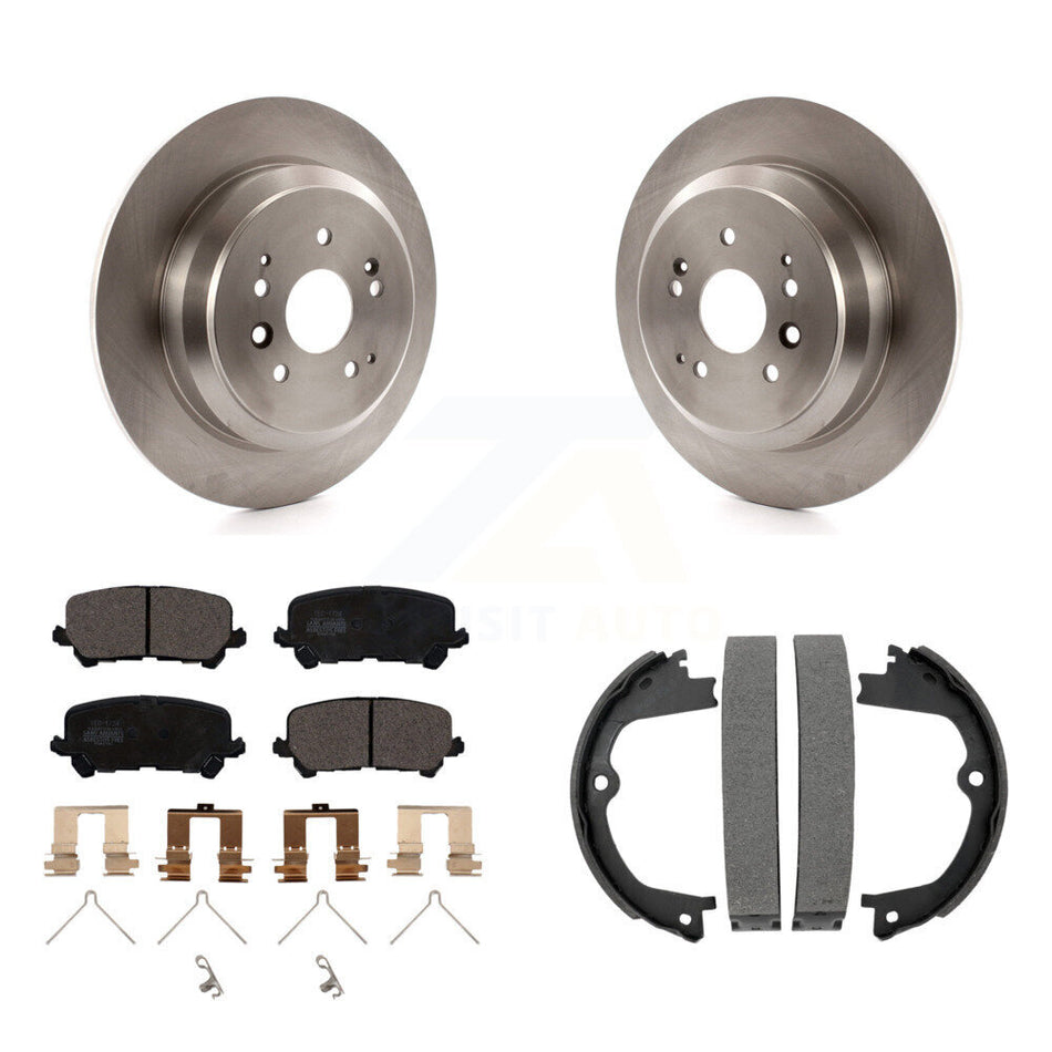 Rear Disc Rotors Ceramic Pads And Parking Brake Shoes Kit For 2014-2016 Acura MDX K8T-105378