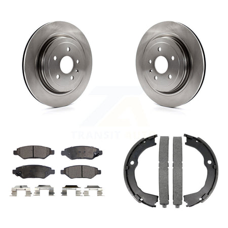 Rear Disc Rotors Ceramic Pads And Parking Brake Shoes Kit For Cadillac CTS K8T-105385