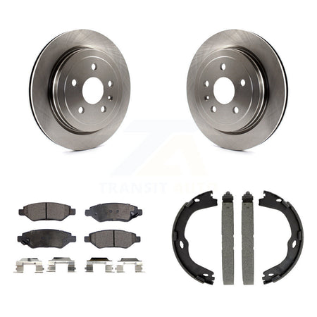 Rear Disc Rotors Ceramic Pads And Parking Brake Shoes Kit For Cadillac CTS K8T-105386