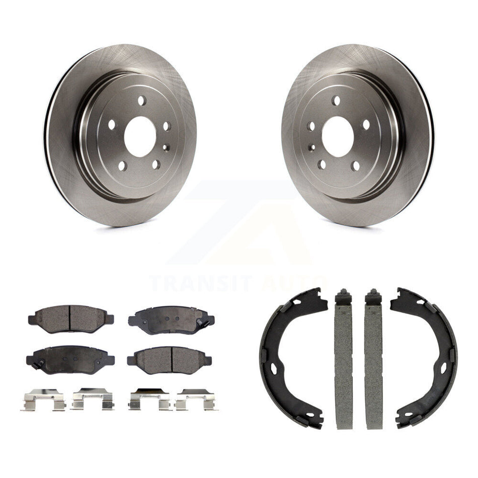 Rear Disc Rotors Ceramic Pads And Parking Brake Shoes Kit For Cadillac CTS K8T-105386