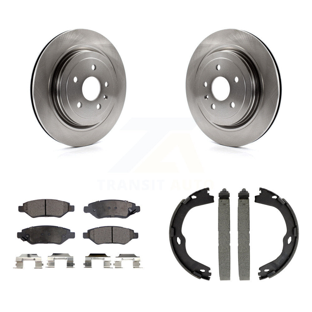 Rear Disc Rotors Ceramic Pads & Parking Shoes Kit For Cadillac CTS With Heavy Duty Brakes K8T-105387
