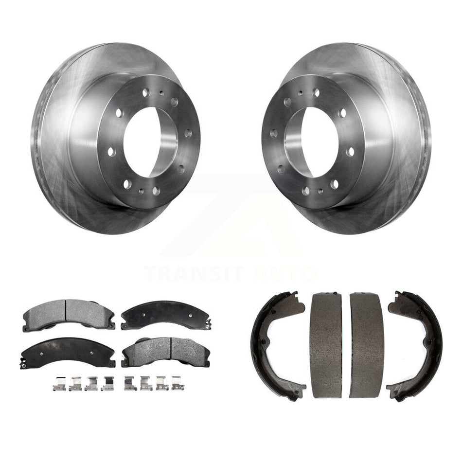 Rear Disc Rotors Ceramic Pads Parking Shoes Kit For Chevrolet Silverado 2500 HD GMC 3500 K8T-105394