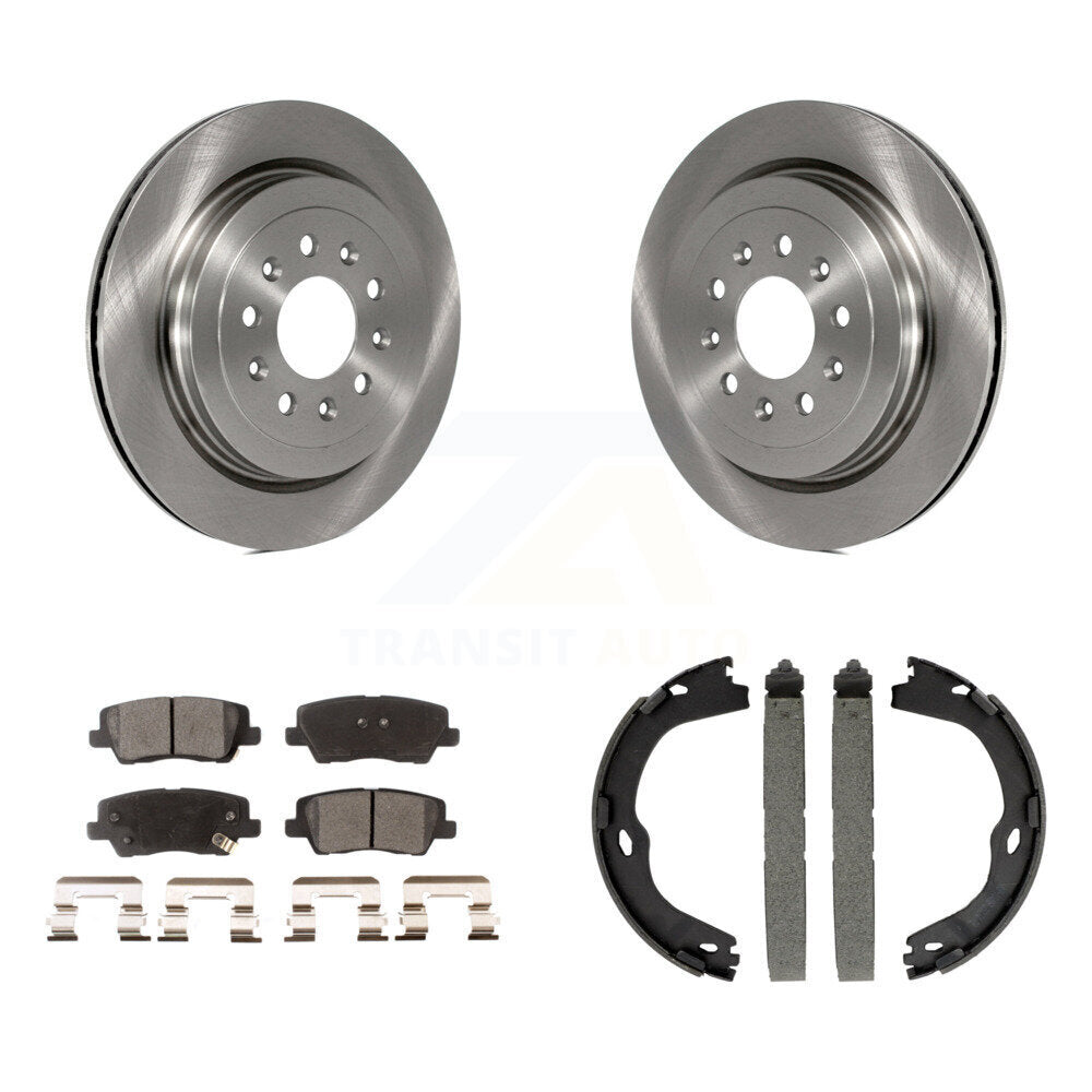 Rear Disc Rotors Ceramic Pads And Parking Brake Shoes Kit For Cadillac ATS K8T-105397