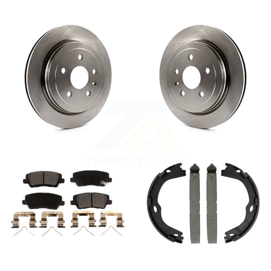 Rear Disc Rotors Ceramic Pads And Parking Brake Shoes Kit For Cadillac CTS K8T-105398