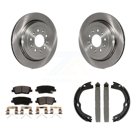 Rear Disc Rotors Ceramic Pads And Parking Brake Shoes Kit For Cadillac ATS K8T-105401