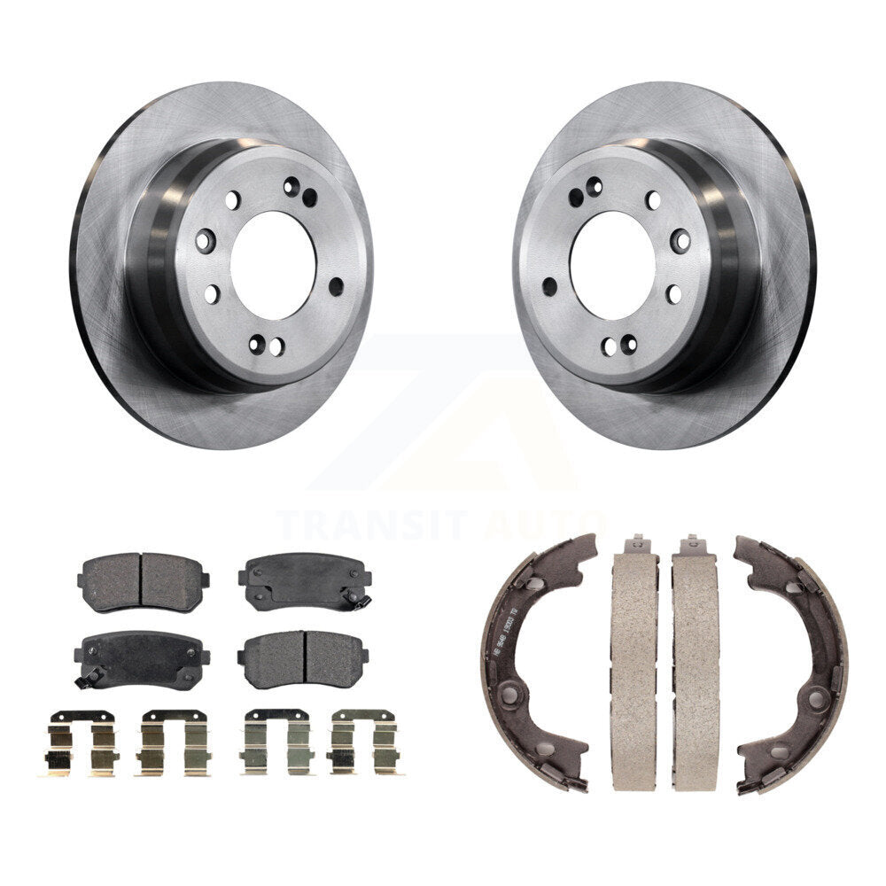 Rear Disc Rotors Ceramic Pads And Parking Brake Shoes Kit For Hyundai Tucson Elantra K8T-105404