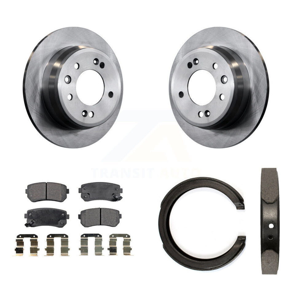 Rear Disc Rotors Ceramic Pads And Parking Brake Shoes Kit For 2011-2016 Kia Sportage FWD K8T-105405