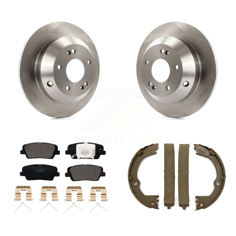 Rear Disc Rotors Ceramic Pads Parking Shoes Kit For Kia Sorento With Red Painted Calipers K8T-105407