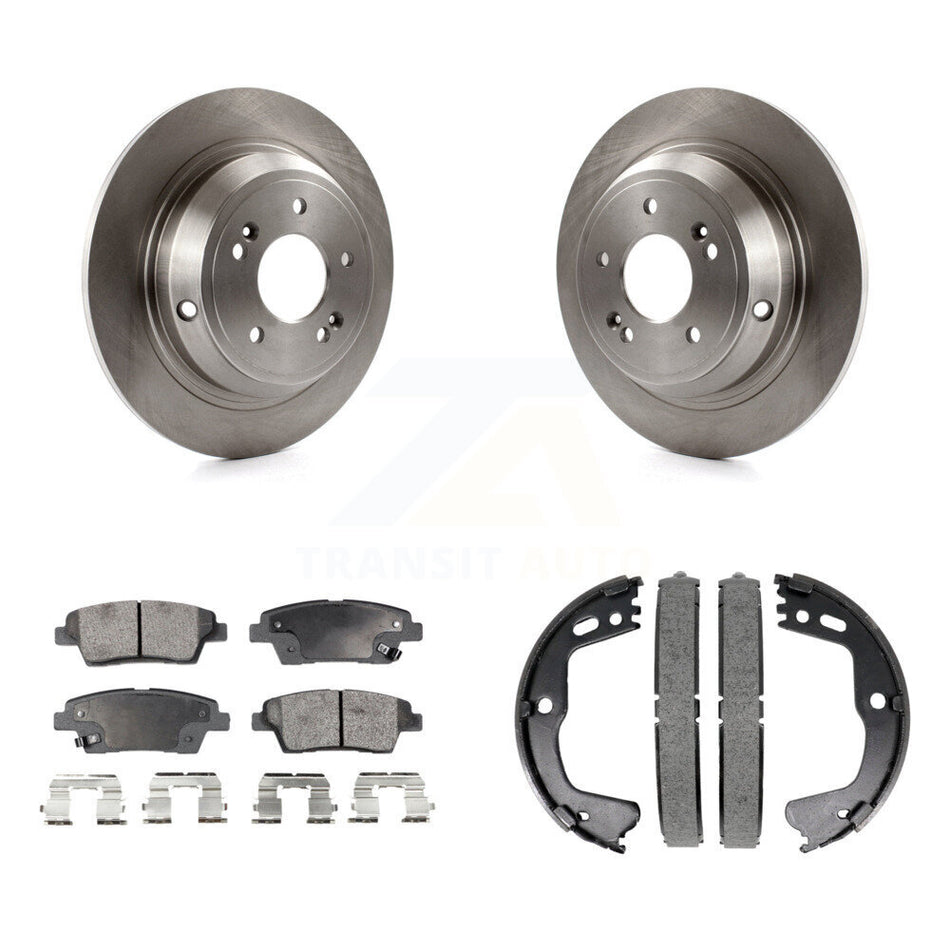 Rear Disc Rotors Ceramic Pads And Parking Brake Shoes Kit For Hyundai Genesis G80 K8T-105409