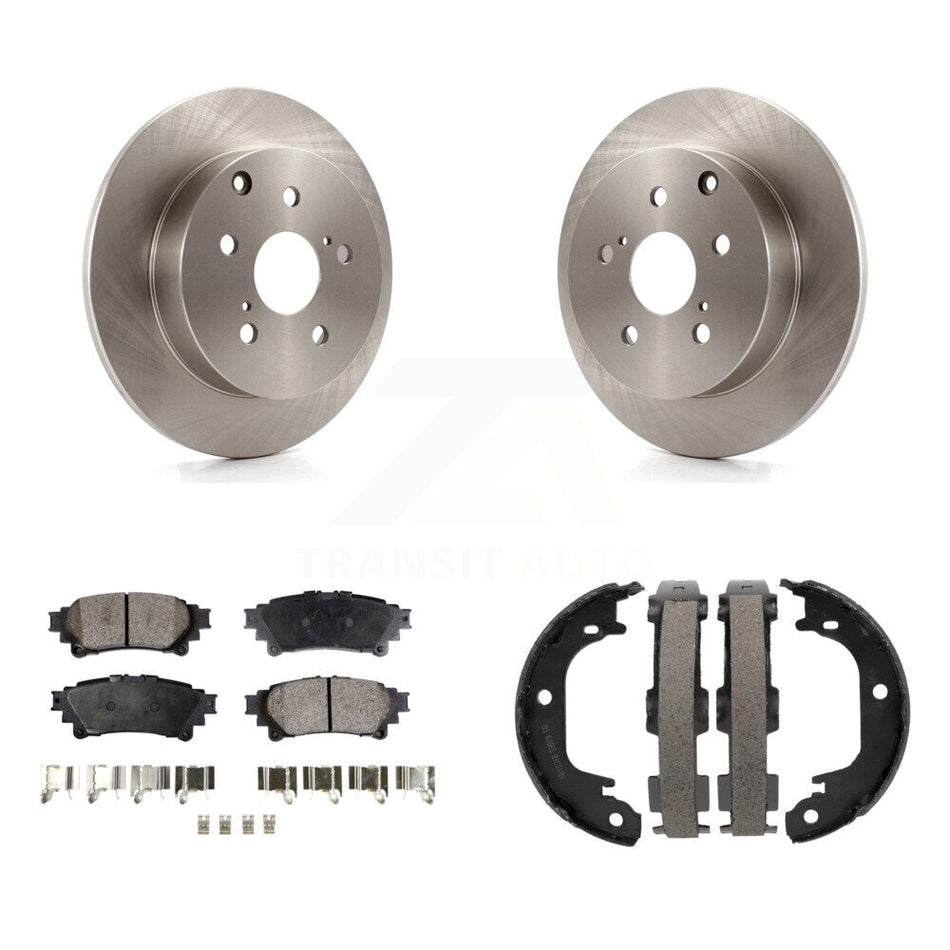 Rear Disc Rotors Ceramic Pads And Parking Brake Shoes Kit For Toyota Prius V Mirai K8T-105414