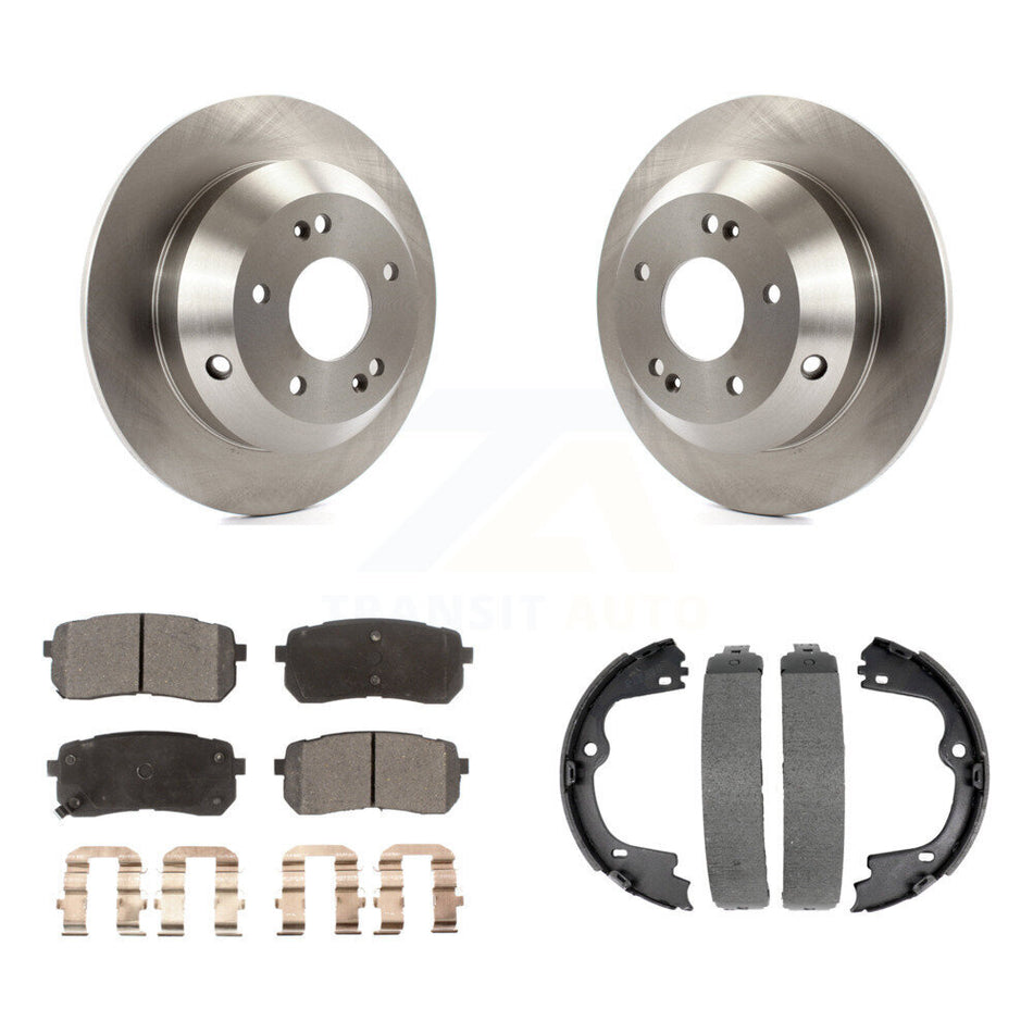 Rear Disc Rotors Ceramic Pads And Parking Brake Shoes Kit For Kia Sedona K8T-105415