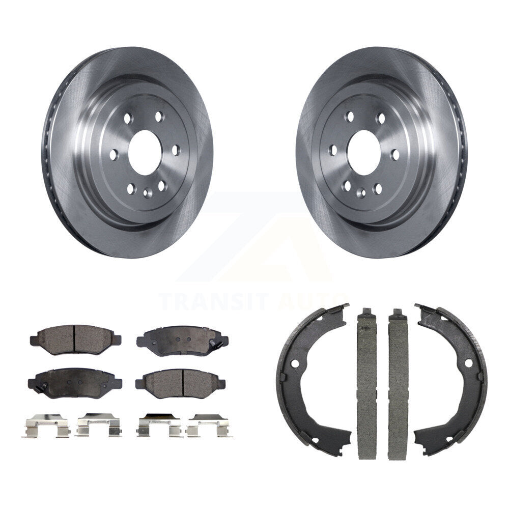 Rear Disc Rotors Ceramic Pads And Parking Brake Shoes Kit For 2010-2016 Cadillac SRX K8T-105420