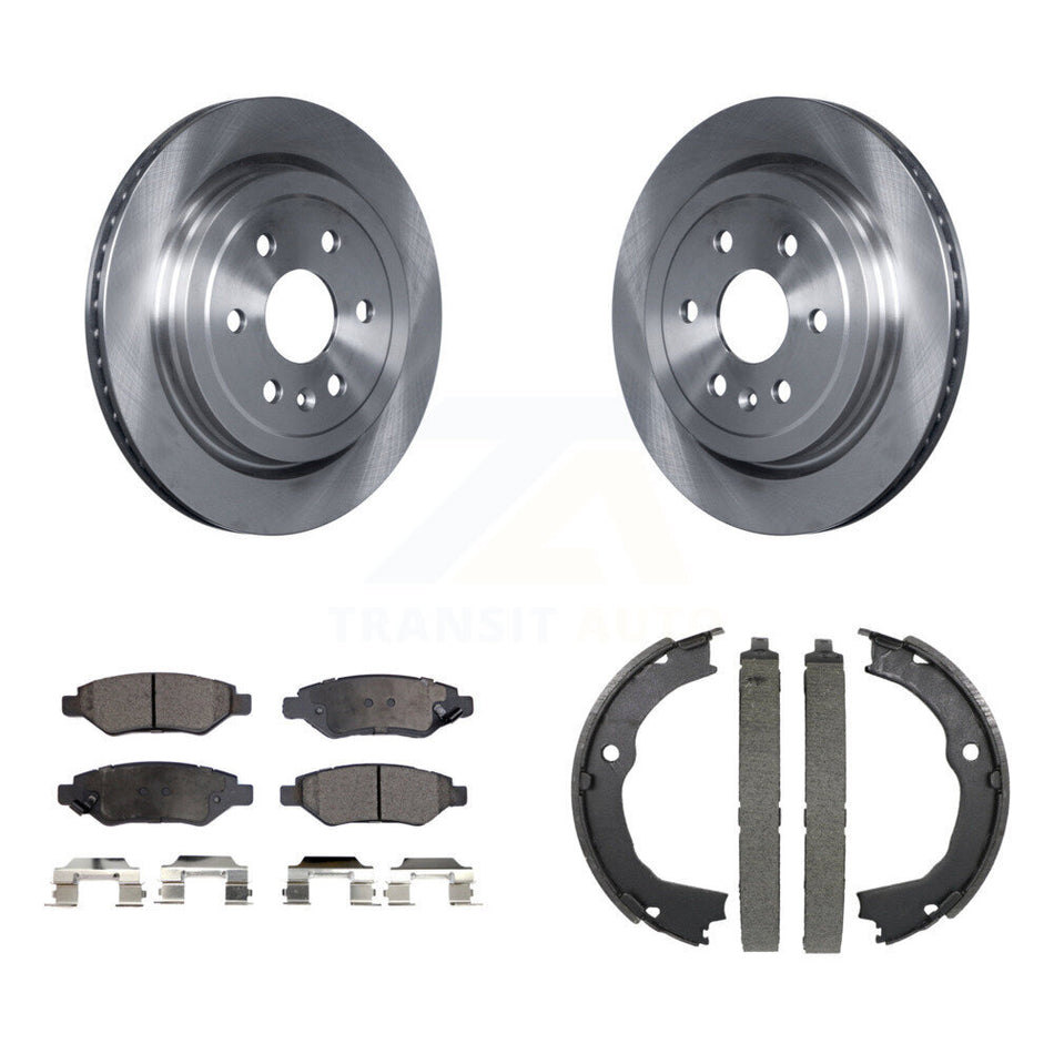 Rear Disc Rotors Ceramic Pads And Parking Brake Shoes Kit For 2010-2016 Cadillac SRX K8T-105420