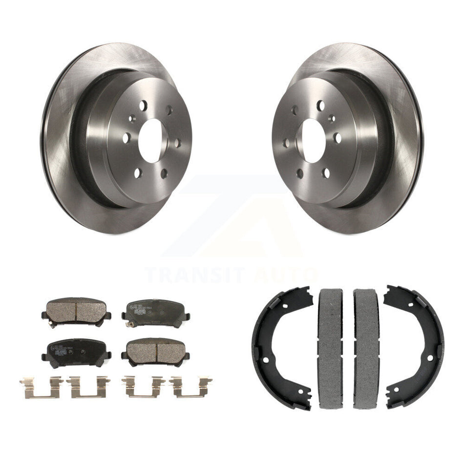 Rear Disc Rotors Ceramic Pads & Parking Brake Shoes Kit For Chevrolet Colorado GMC Canyon K8T-105425