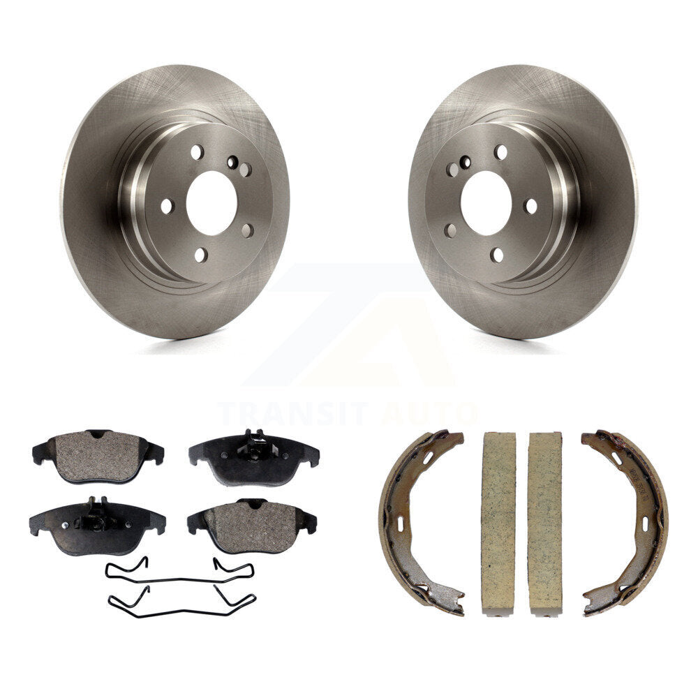 Rear Disc Rotors Ceramic Pads & Parking Brake Shoes Kit For Mercedes-Benz C300 C250 C230 K8T-105427