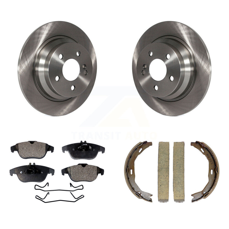 Rear Disc Rotors Ceramic Pads & Parking Shoes Kit For Mercedes-Benz E350 With Solid Rotor K8T-105435
