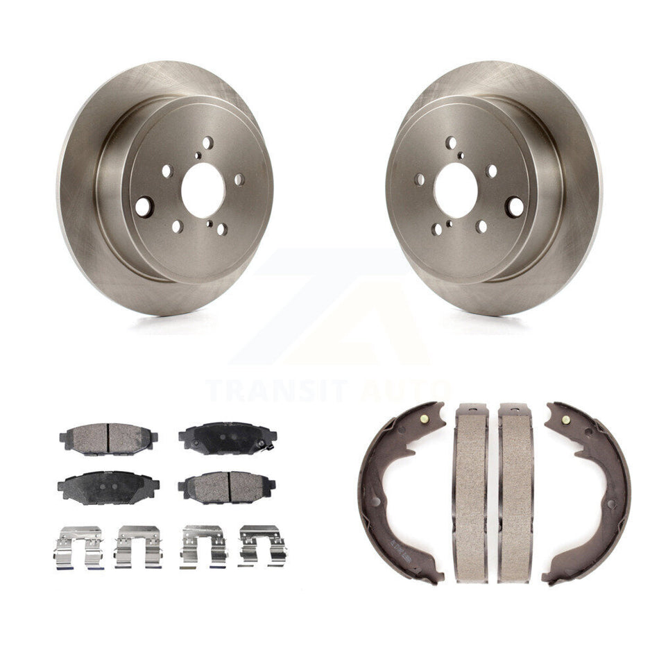 Rear Disc Rotors Ceramic Pads Parking Brake Shoes Kit For Subaru Impreza Forester Outback K8T-105439