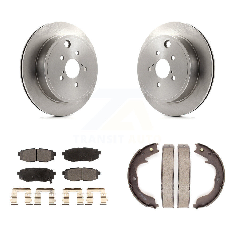 Rear Disc Rotors Ceramic Pads And Parking Brake Shoes Kit For Subaru Outback Legacy K8T-105442