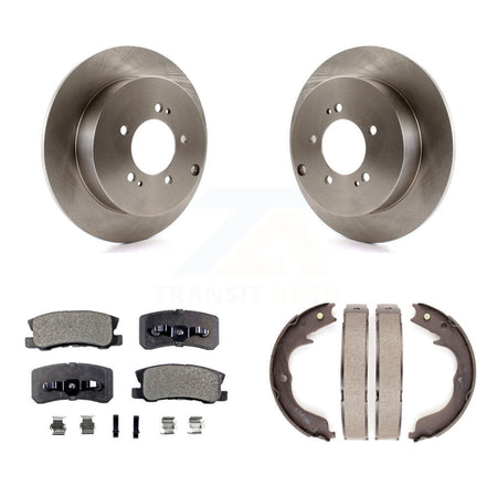 Rear Disc Rotors Ceramic Pads And Parking Brake Shoes Kit For Mitsubishi Lancer Outlander K8T-105443