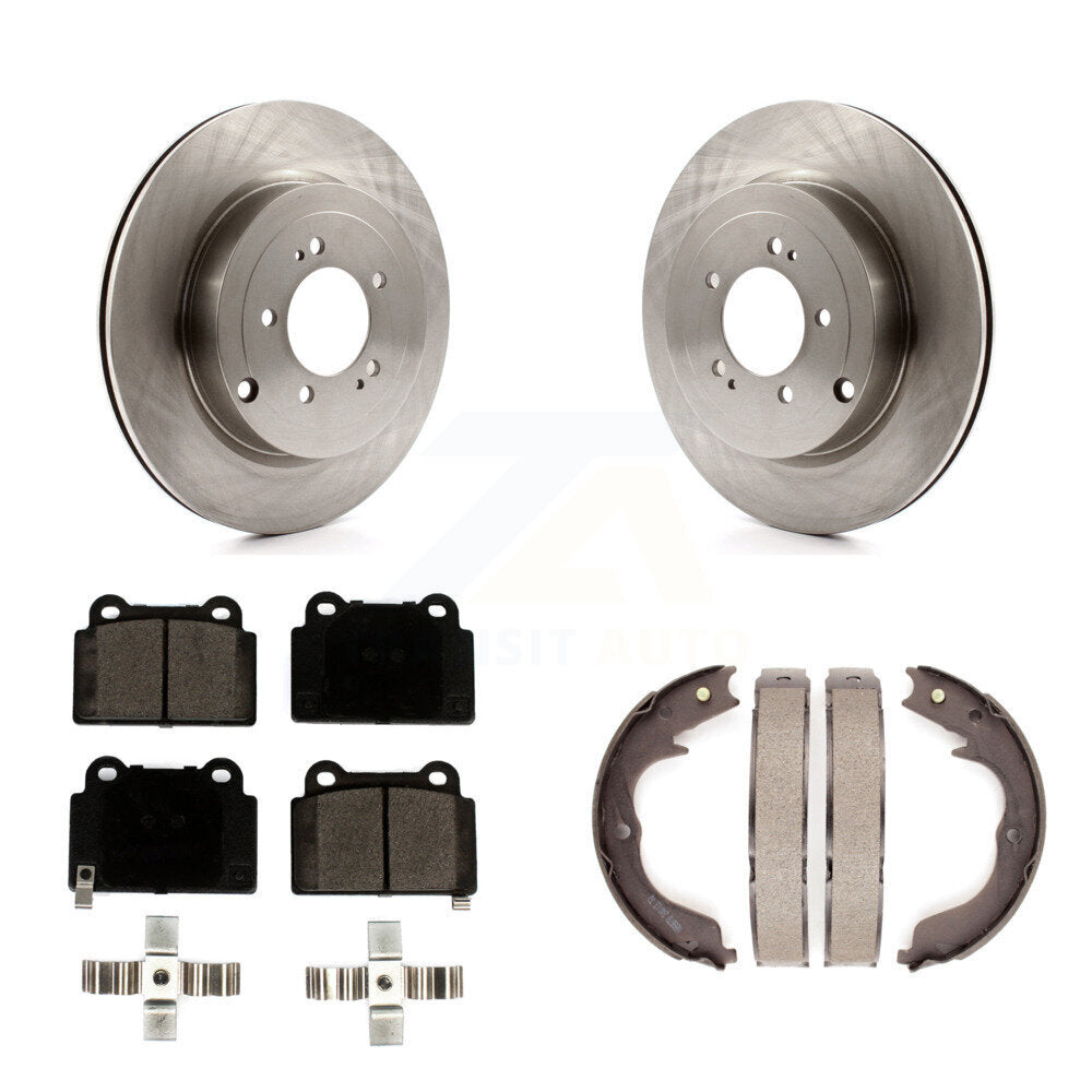 Rear Disc Rotors Ceramic Pads And Parking Brake Shoes Kit For Mitsubishi Lancer K8T-105445