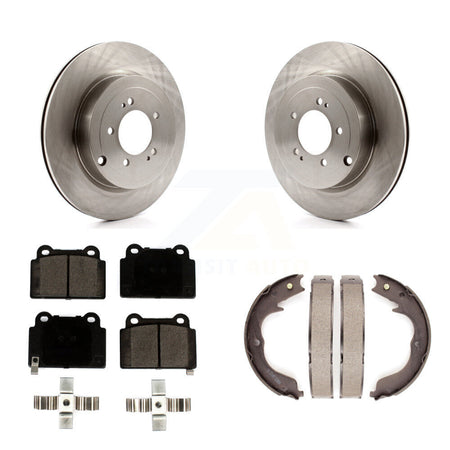 Rear Disc Rotors Ceramic Pads And Parking Brake Shoes Kit For Mitsubishi Lancer K8T-105445
