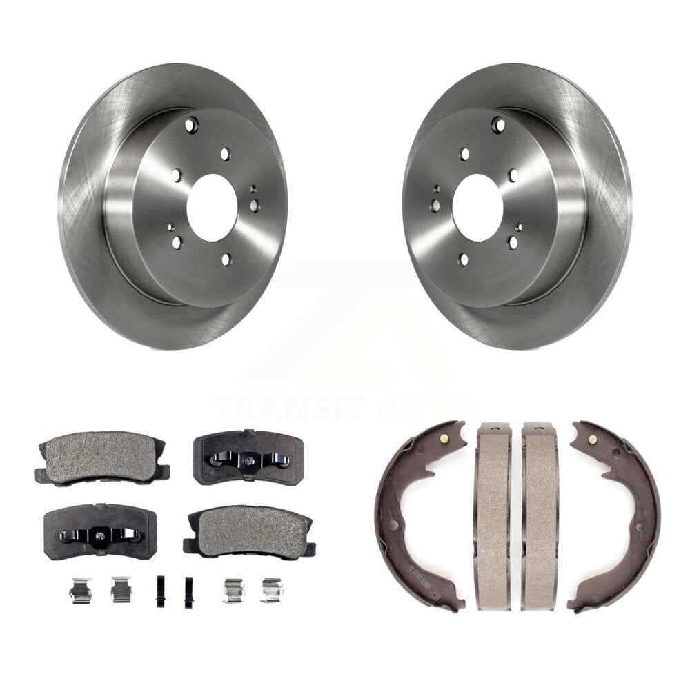 Rear Disc Rotors Ceramic Pads And Parking Brake Shoes Kit For Mitsubishi Endeavor K8T-105447