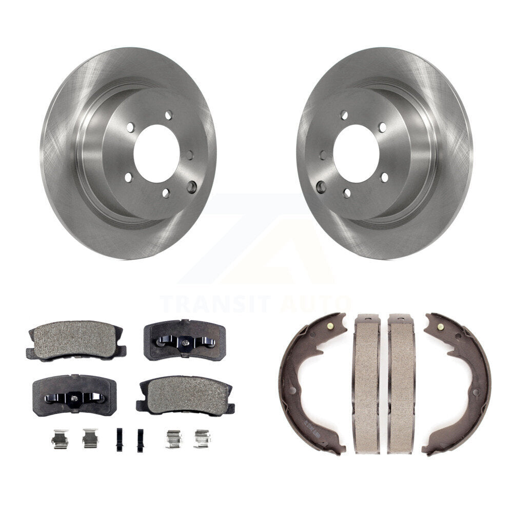 Rear Disc Rotors Ceramic Pads Parking Brake Shoes Kit For 2008 Mitsubishi Outlander 2.4L K8T-105448