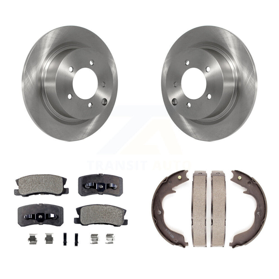 Rear Disc Rotors Ceramic Pads Parking Brake Shoes Kit For 2008 Mitsubishi Outlander 2.4L K8T-105448