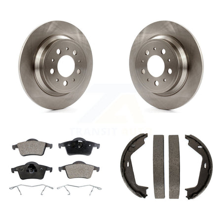 Rear Disc Rotors Ceramic Pads And Parking Brake Shoes Kit For Volvo XC70 S80 K8T-105454