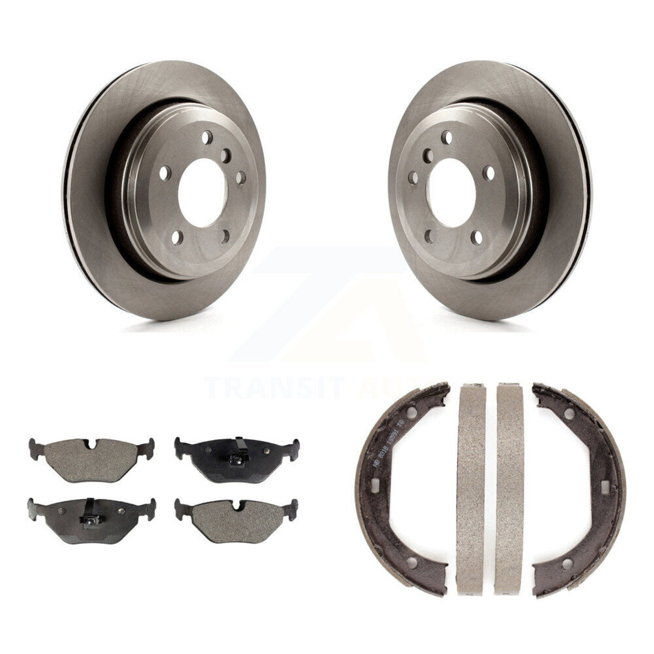 Rear Disc Rotors Ceramic Pads And Parking Brake Shoes Kit For 2001-2005 BMW 325xi K8T-105459
