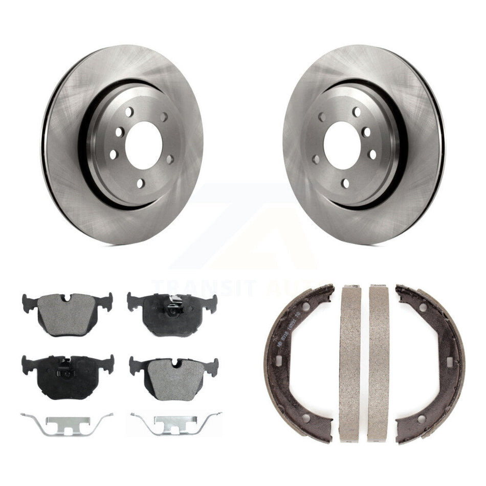 Rear Disc Rotors Ceramic Pads And Parking Brake Shoes Kit For BMW 330Ci 330i 330xi K8T-105460