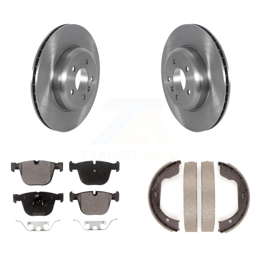Rear Disc Rotors Ceramic Pads Parking Brake Shoes Kit For BMW 535i GT xDrive 740Li 740i 7 K8T-105484