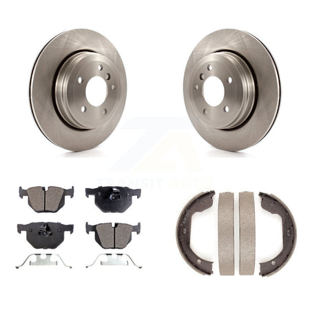 Rear Disc Rotors Ceramic Pads And Parking Brake Shoes Kit For BMW 530i 525i 528i K8T-105489