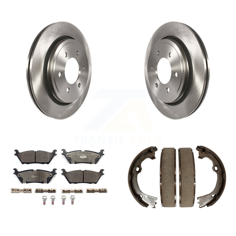 Rear Disc Rotors Ceramic Pads And Parking Brake Shoes Kit For Ford F-150 K8T-105497