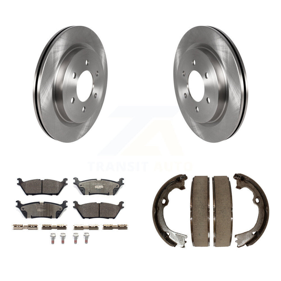 Rear Disc Rotors Ceramic Pads And Parking Brake Shoes Kit For Ford F-150 K8T-105498