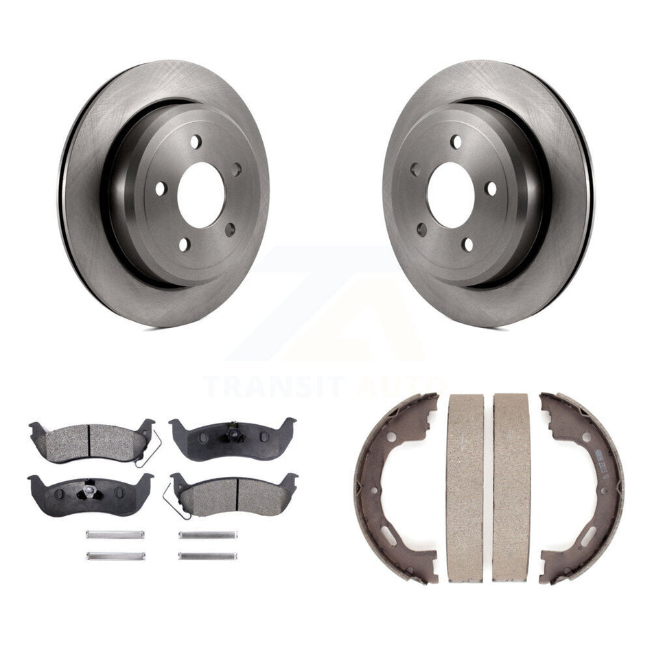 Rear Disc Rotors Ceramic Pads And Parking Shoes Kit For Mercury Grand Marquis Ford Crown K8T-105500