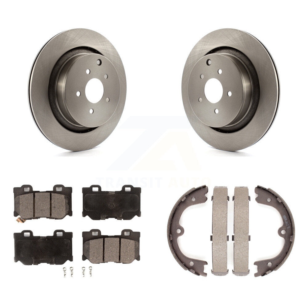 Rear Disc Rotors Ceramic Pads & Parking Shoes Kit For INFINITI Q50 M37 FX50 QX70 M56 Q70 K8T-105502