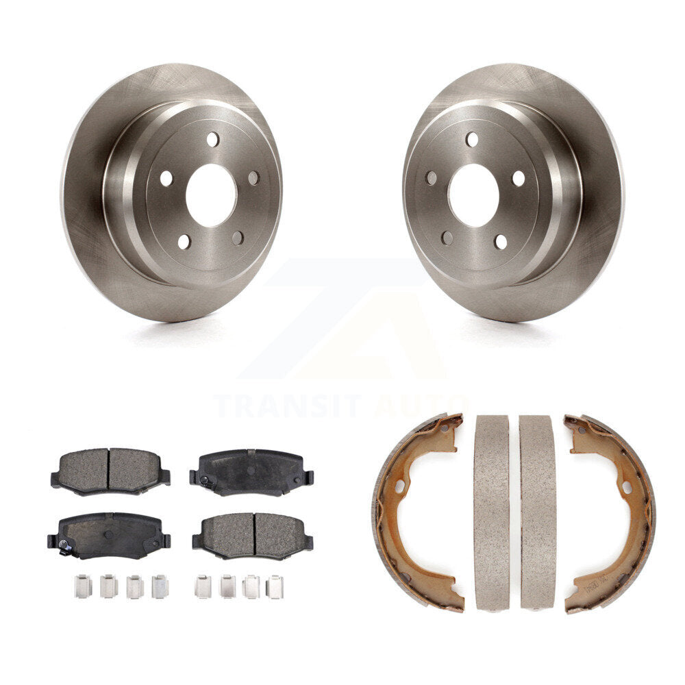 Rear Disc Rotors Ceramic Pads And Parking Brake Shoes Kit For Jeep Wrangler JK K8T-105509