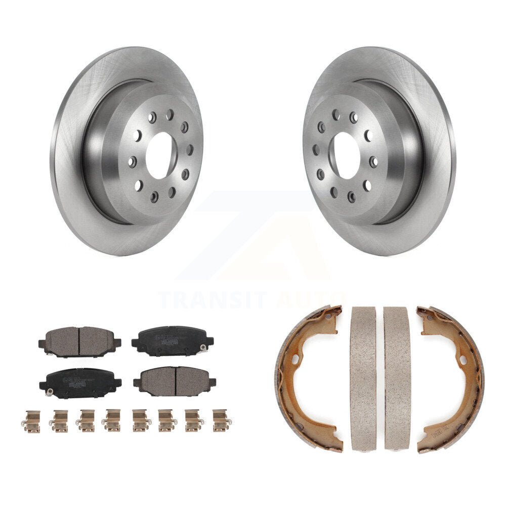 Rear Disc Rotors Ceramic Pads & Parking Brake Shoes Kit For 2018-2020 Jeep Wrangler Sport K8T-105511