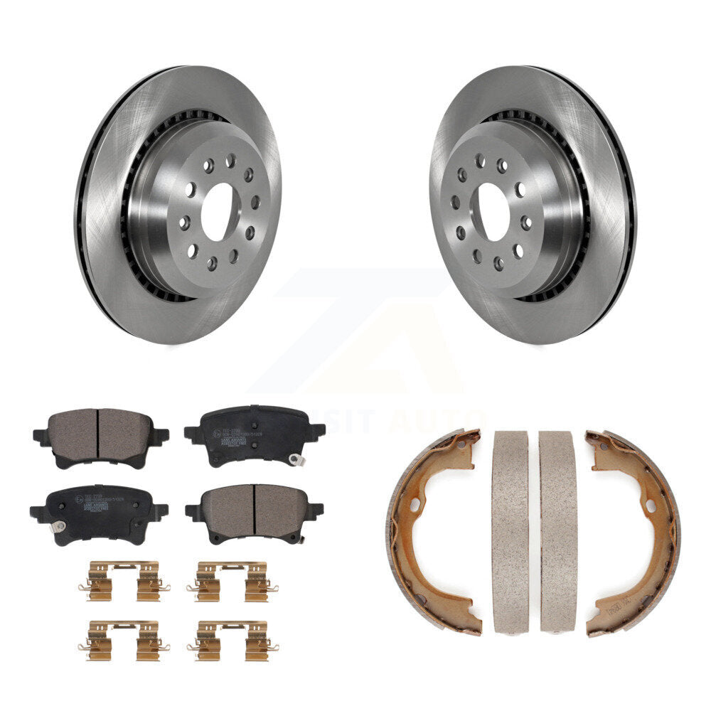 Rear Disc Rotors Ceramic Pads And Parking Brake Shoes Kit For Jeep Wrangler Gladiator K8T-105512