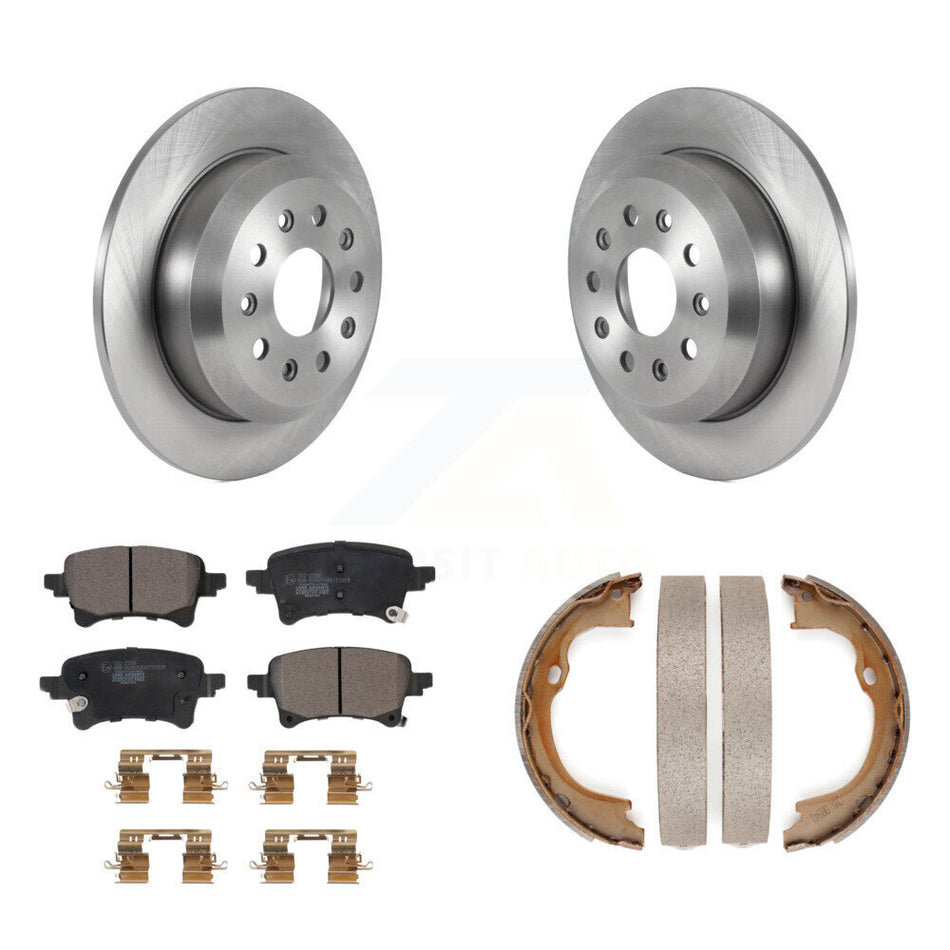 Rear Disc Rotors Ceramic Pads And Parking Brake Shoes Kit For Jeep Wrangler K8T-105513